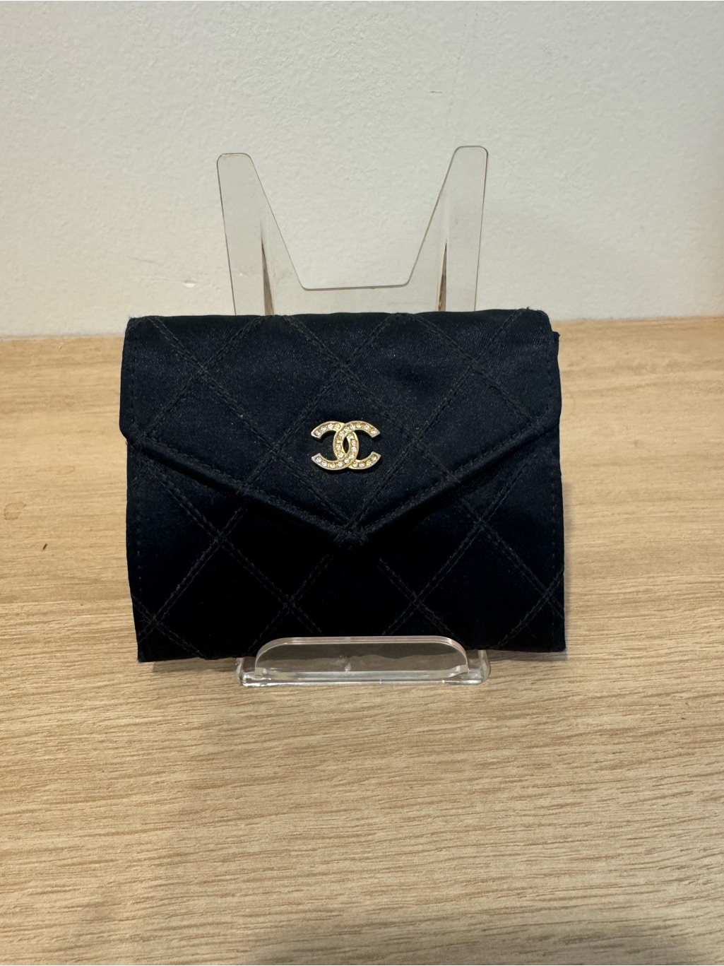 Chanel Black Quilted Envelope Wallet With Gold Cc Turnlock